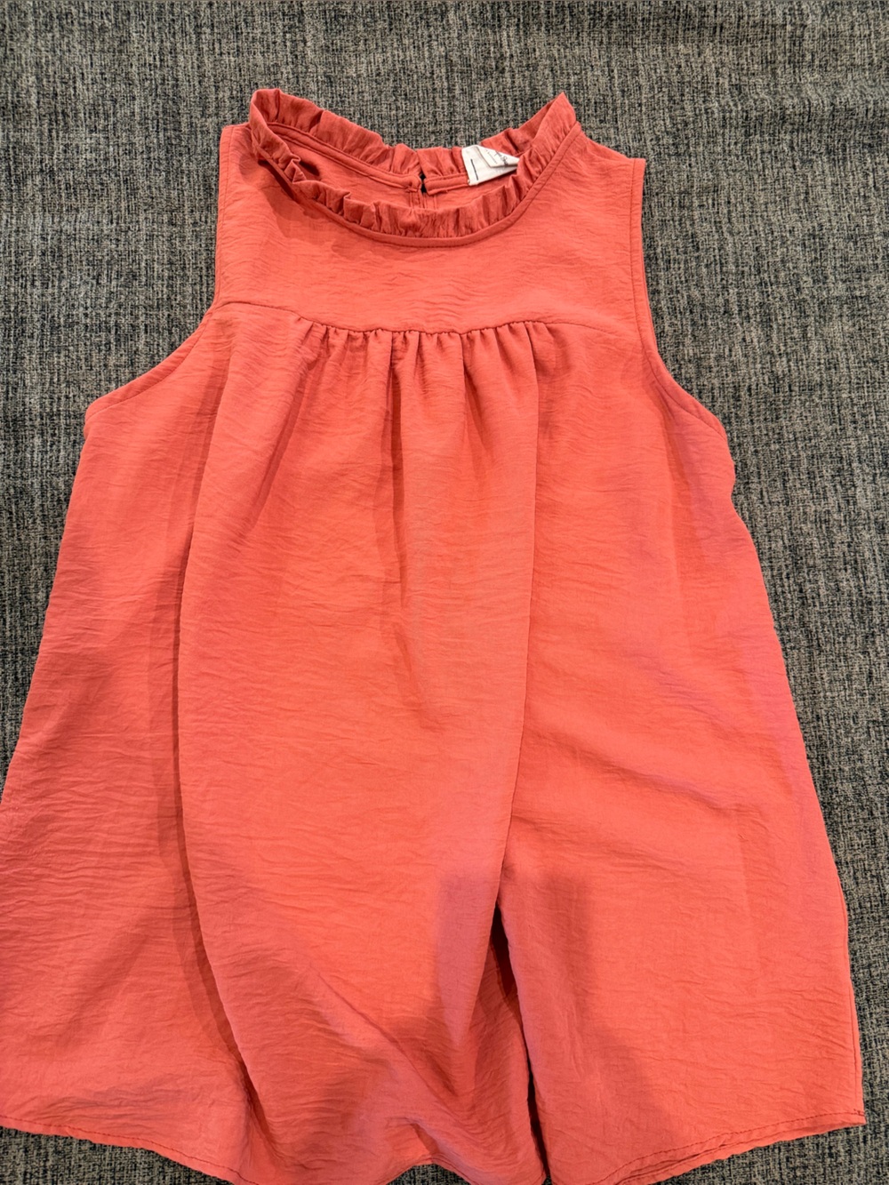 Sleeveless Coral Ruffle-Neck Tank Top for Women